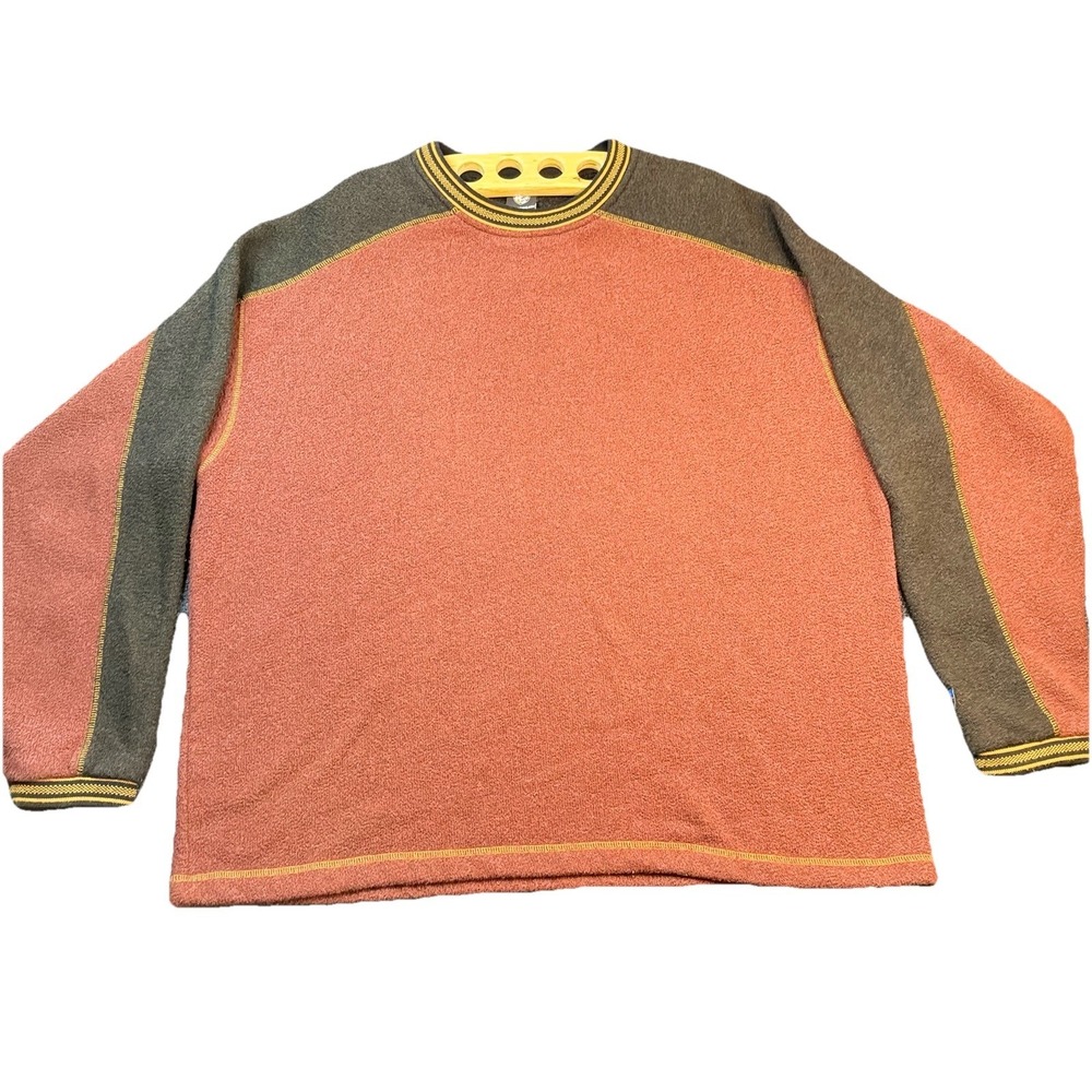 KUHL Alfpaca Fleece Sweater Mens XXL Burnt Orange Olive Crew Raglan Knit